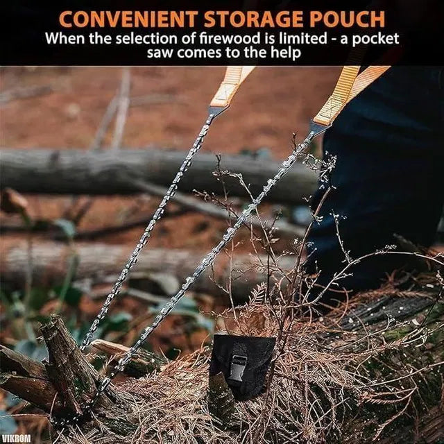 Pocket Chainsaw with Grips Folding Pull Saw with Storage Pouch